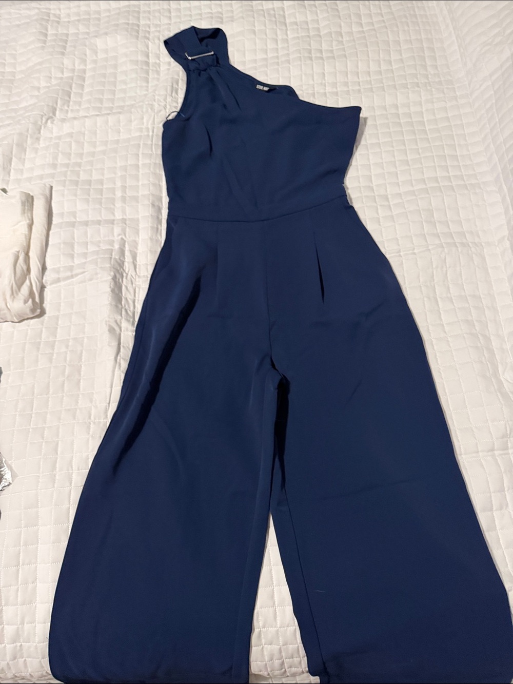 Steve Madden Navy One-Shoulder Wide-Leg Jumpsuit